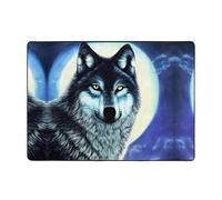 WXXWXD Tapis de sol imprimé loup sous la lune 203,2 x 147,3 cm, couverture de chevet pour chambre à coucher, tapis décoratif pour salle d'étu