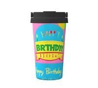 WXXWXD Tasse à café portable avec ballon « Happy Birthday » de grande capacité - 12 heures de conservation de la chaleur et de conservation du froid, adaptée pour les voitures, les bureaux, etc.