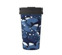 WXXWXD Tasse à café portable bleue de grande capacité - 12 heures de conservation de la chaleur et du froid, adaptée pour les voitures, les bureaux, etc.