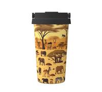 WXXWXD Tasse à café portable de grande capacité avec animaux de prairie africaine - 12 heures de conservation de la chaleur et de conservation du froid, adaptée pour les voitures, les bureaux, etc.