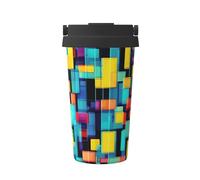WXXWXD Tasse à café portable de grande capacité avec diagramme de géométrie carrée - 12 heures de conservation de la chaleur et de conservation du froid, adaptée pour les voitures, les bureaux, etc.