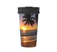 WXXWXD Tasse à café portable de grande capacité Sunset Beach - 12 heures de conservation de la chaleur et du froid, adaptée pour les voitures, les bureaux, etc.