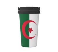 WXXWXD Tasse à café portable drapeau de l'Algérie grande capacité - 12 heures de conservation de la chaleur et du froid, convient pour les voitures, les bureaux, etc.
