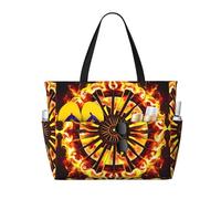 WXXWXD Turning the flame Printed Beach Travel Bag Perfect for Shopping, Swimming Pool Gym Travel Shopping, Large Capacity Beach Bag with Zipper