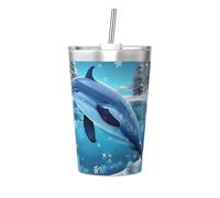 WXXWXD Winter The Dolphin - Bouteille isotherme de voyage ultra légère et portable - Imprimé dauphin
