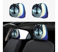 WXXWXD Wolf Under Moon Lot de 2 housses pour appuie-tête de voiture, SUV, camion, camionnette, etc., pour améliorer le confort dans la voiture
