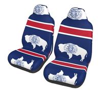 WXXWXD Wyoming Lot de 2 housses de siège de voiture imprimées avec drapeau de l'État du Wyoming pour camion, camionnette, voiture, etc. Facile à installer