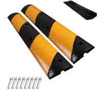 WXXZCE 2pcs 100cm Ralentisseur Voiture en Caoutchouc, Ralentisseur Modulaire Passage de Cable au Sol, pour Garage, Routes en Gravier, Asphalte, Béton, Charge Maximale 30t