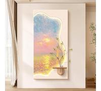 WXXZCE Decoration Murale 3D Salon, Tableau Decoration Murale avec Éclairage LED, Télécommande Incluse, Vase et Étagère Inclus, Convient aux Salons, Entrées et Bureaux(50x100cm/20x39in)