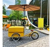 WXXZCE Vélo Stand Mobile pour la Vente de Nourriture, Chariot de Vente Ambulante avec Parasol, Idéal pour Les Marchés Producteurs et la Vente De Boissons, Pain et D'en Cas Variés(Yellow)