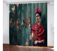 WXYGJYG Rideau Occultants Frida Kahlo Femme Rideau Polyester Design Moderne Thermiques pour réduction du Bruit Convient aux Chambres Adultes La Chambre des Enfants 2 pièces 110x215 cm