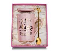 WXYTXHYQ Cadeau Maman, Cadeau Anniversaire Maman Tasse Marbrée Céramique, 'Tu Es La Meilleure Maman Du Monde Entier, Je T'aime' - Mug Cadea-u pour Maman 14oz, avec Boîte Exquise, Cuillère, Carte