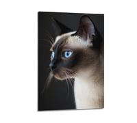 WXYZZB Impression sur toile abstraite minimaliste avec chat siamois aux yeux bleus frappants Décoration d'intérieur 20 x 30 cm
