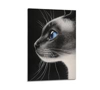 WXYZZB Impression sur toile abstraite minimaliste - Impression sur toile représentant un chat siamois aux yeux bleus frappants Décoration d'intérieur 60 x 90 cm