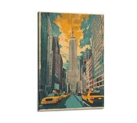 WXYZZB Impression sur toile abstraite minimaliste - Pop Art - Poster de paysage urbain de New York et bâtiment de l'Empire State Building - Décoration d'intérieur - 50 x 75 cm