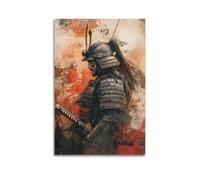 WXYZZB Impression sur toile abstraite minimaliste - Poster guerrier samouraï japonais, armure complexe et épée - Affiches d'œuvre d'art pour décoration d'intérieur (60 x 90 cm)