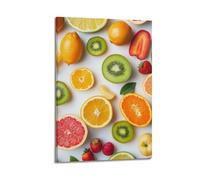 WXYZZB Impression sur toile abstraite minimaliste - Poster minimaliste de fruits avec agrumes frais et baies 40 x 60 cm