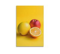 WXYZZB Impression sur toile abstraite minimaliste - Poster minimaliste de fruits avec des agrumes et des pommes vives pour décoration d'intérieur 40 x 60 cm
