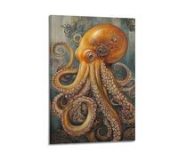 WXYZZB Impression sur toile abstraite minimaliste - Steampunk - Poster animal inspiré d'une pieuvre complexe Décoration d'intérieur 20 x 30 cm