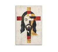 WXYZZB Magnifique album photo de famille moderne - Art mural sur toile - Poster cubiste de Jésus avec motif de croix pour les amateurs de chrétiens