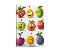 WXYZZB Magnifique album photo de famille moderne - Art mural sur toile - Poster mignon de fruits de dessin animé avec visages souriants pour enfants