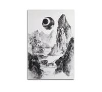 WXYZZB Magnifique album photo de famille moderne - Impression sur toile - Paysage japonais - Affiche avec montagne dramatique et lune céleste