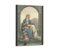 WXYZZB Poster moderne de famille sur toile - Décoration murale - Affiche de la Vierge Marie réconfortant une figure au repos - Œuvre d'art encadrée 20 x 30 cm