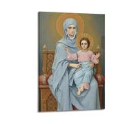 WXYZZB Poster moderne de la Vierge Marie assise sur un trône tenant Jésus sur un trône, œuvre d'art pour décoration de chambre à coucher, 40 x 60 cm, style cadre