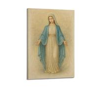 WXYZZB Poster moderne sur toile de style famille - Décoration murale de la Vierge Marie avec les mains tendues, donnant des bénédictions - Œuvre d'art encadrée 60 x 90 cm