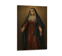 WXYZZB Poster moderne sur toile pour décoration murale de chambre à coucher - Affiche de la Vierge Marie dans le chagrin avec des épées percées au cœur - Œuvre d'art avec cadre 50 x 75 cm