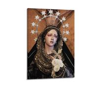 WXYZZB Poster moderne sur toile pour décoration murale de chambre à coucher - Poster de la Vierge Marie douloureuse avec halo d'étoiles - Œuvre d'art encadrée 20 x 30 cm