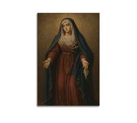 WXYZZB Poster moderne sur toile pour décoration murale de chambre à coucher - Poster de la Vierge Marie dans le chagrin avec des épées percant son cœur - 40 x 60 cm - Sans cadre