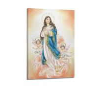 WXYZZB Poster moderne sur toile pour décoration murale de chambre à coucher - Vierge Marie catholique Nuage Ascension Images d'œuvre d'art encadrée 60 x 90 cm