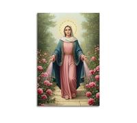 WXYZZB Poster moderne sur toile pour décoration murale de chambre - Vierge Marie catholique, chemin de rose, œuvre d'art sans cadre 30 x 45 cm