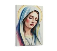 WXYZZB Poster moderne sur toile pour décoration murale de chambre, Vierge Marie catholique, visage serein, 20 x 30 cm, style cadre