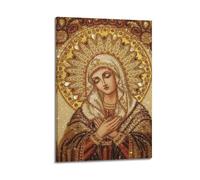 WXYZZB Poster mural moderne sur toile pour décoration de chambre à coucher - Vierge Marie en prière avec ornements et vêtements ornés - Œuvre d'art encadrée 60 x 90 cm