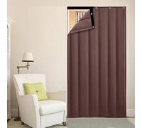 WXZX Rideau De Porte Isolant, Anti Bruit, Coton PU, 80x200cm, Marron À Rayure, Pour Chambre, Tendance, Rod Pocket, Tab Top, Partiellement Doublé, Résistant À L'eau, Intérieur Et Extérieur