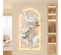 WXZXWXZX Décoration Murale 3D en Forme D'arche avec Eclairage LED Motif Floral Lumineux pour Salon Chambre et Entrée(Beige,80x160cm/31.5x63in)