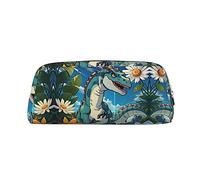 WXZYFP Adorable dinosaure : la trousse est fabriquée en cuir croisé (PVC), doublure 100 % polyester et impression plein écran