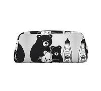 WXZYFP Adorable ours en forme de bouteille de lait. La trousse est fabriquée en cuir croisé (PVC), doublure 100 % polyester et impression plein écran