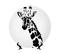 WXZYFP Assiette décorative girafe noire et blanche de 25,4 cm, imitation porcelaine, peut être posée ou accrochée.