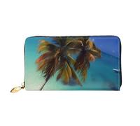 WXZYFP Beach Coconut Sunshine Portefeuille long en cuir, impression double face, matériau en cuir microfibre, unisexe, imperméable et durable