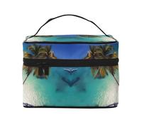 WXZYFP Beach Coconut Sunshine Trousse de maquillage portable multifonction avec design interne et externe, facile à organiser diverses fournitures.