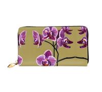WXZYFP Beau portefeuille long en cuir d'orchidées, impression double face, matériau en cuir microfibre, unisexe, imperméable et durable