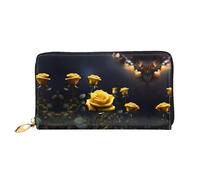 WXZYFP Beau portefeuille long en cuir rose jaune, impression double face, matériau en cuir microfibre, unisexe, imperméable et durable