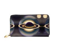 WXZYFP Beau portefeuille long en cuir Saturn, impression double face, matériau en cuir microfibre, unisexe, imperméable et durable