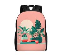 WXZYFP Beau sac à dos intégral imprimé sur un seul côté avec plantes vertes en pot, adapté pour les voyages, le sport, le travail, tissu imperméable, noir, taille unique