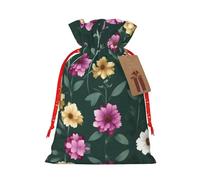 WXZYFP Beau sac cadeau en lin avec cordon de serrage à fleurs violettes, emballage cadeau de Noël, anniversaire, fête, facile à laver