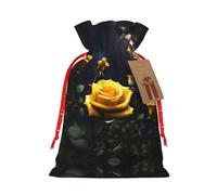 WXZYFP Beau sac cadeau en lin avec cordon de serrage en forme de roses jaunes, emballage cadeau de Noël, d'anniversaire, de fête, facile à laver
