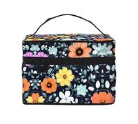 WXZYFP Belle trousse de maquillage de voyage à fleurs colorées, indispensable pour les amateurs de voyage en plein air, a une structure interne simple.